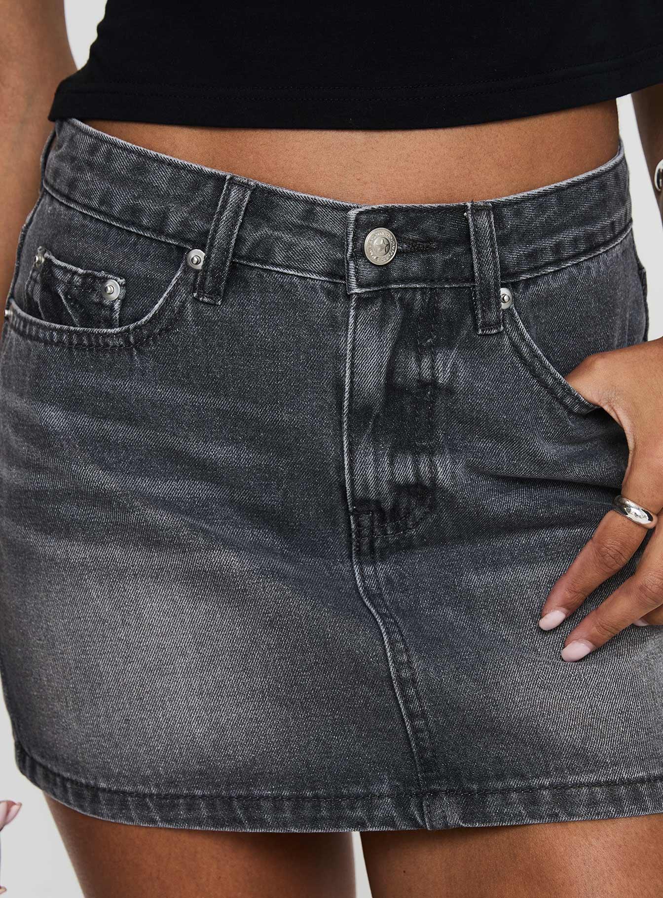 Paulette Denim Mini Skirt Grey Wash Product Image