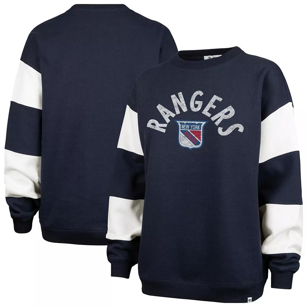 Women's '47 Navy New York Rangers Eephus Barred Pullover Sweatshirt, Size: 2XL, Ran Blue Product Image