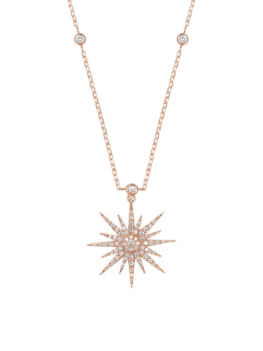 Womens Soleil 18K Rose Gold & Diamond Pendant Necklace Product Image