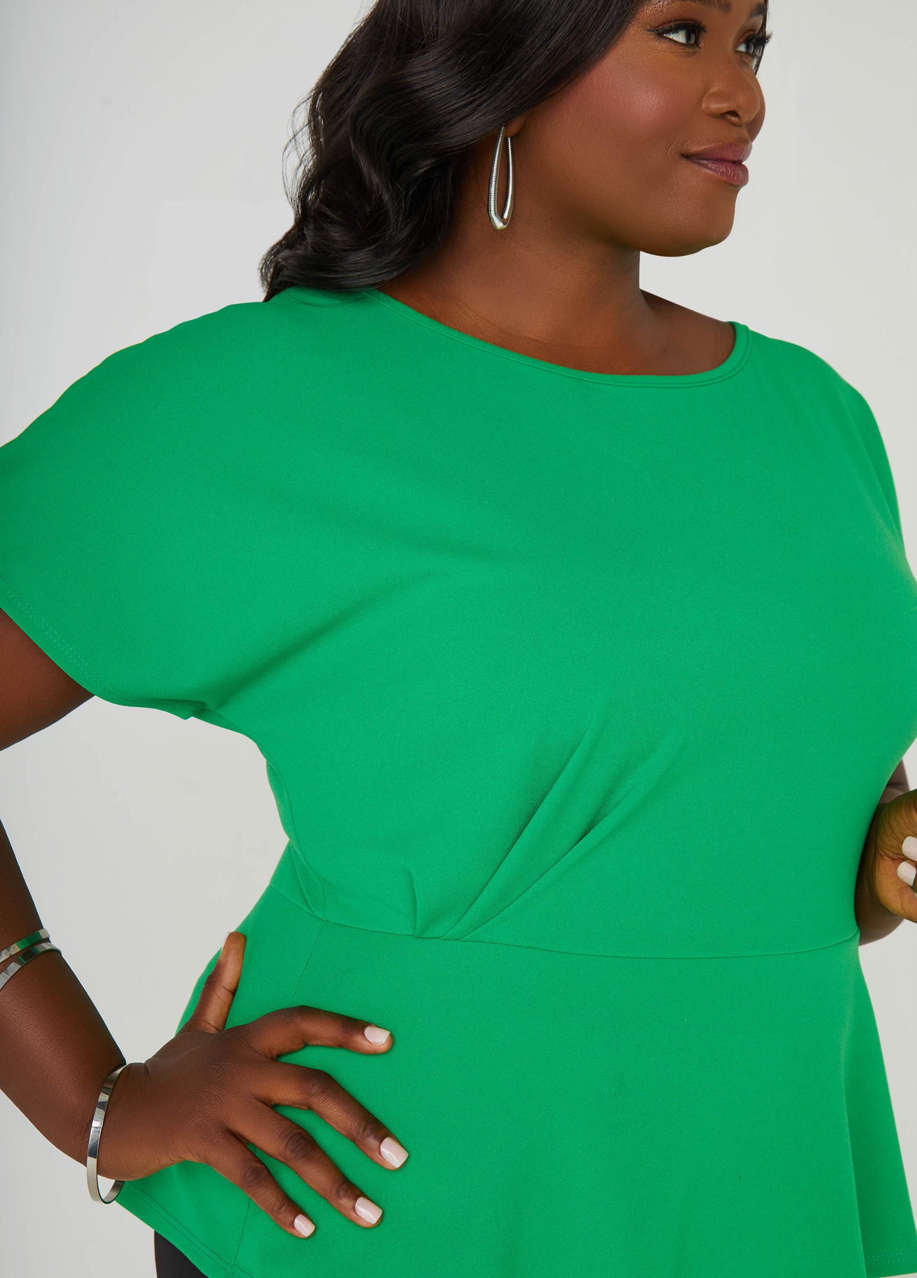 Plus Size Pleated Peplum Top Ashley Stewart Product Image