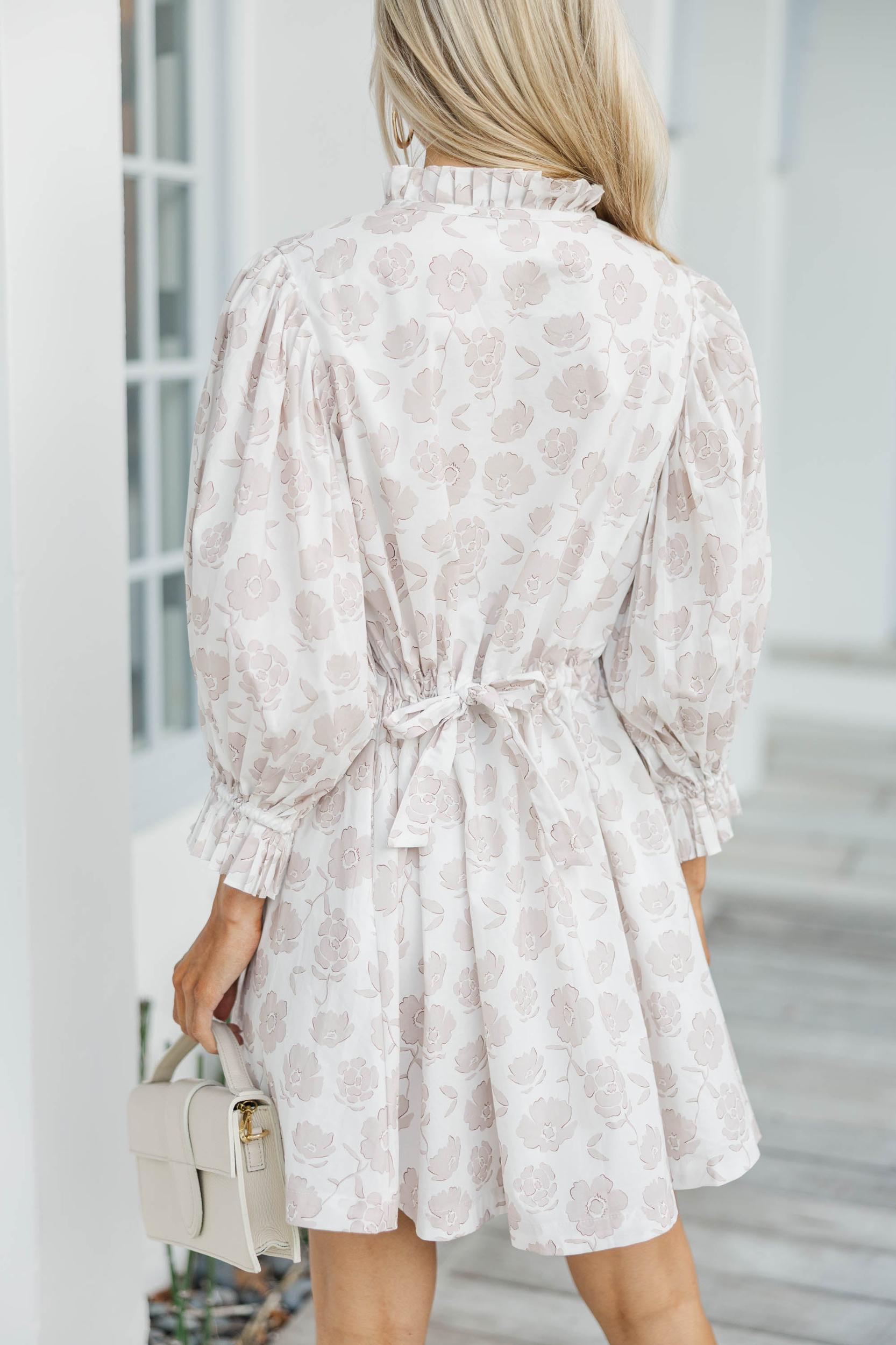 Under The Stars Off White Floral Tie Back Dress Female Product Image