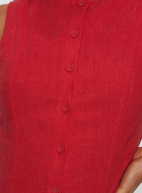 Dollie Linen Mini Dress Red Product Image