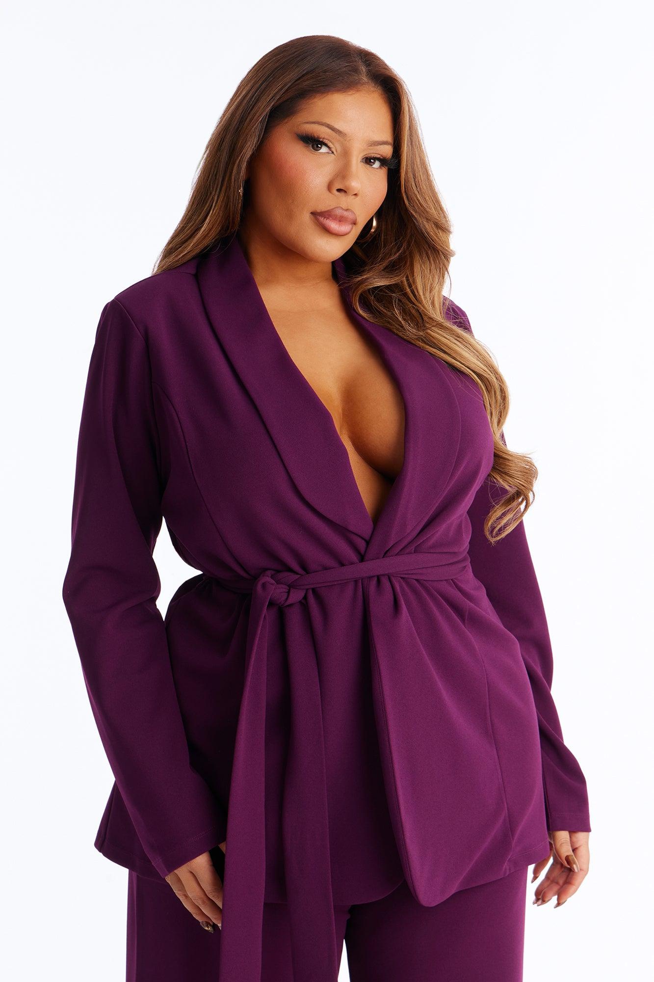 CEO Vibes Blazer Set - Plum Female Product Image