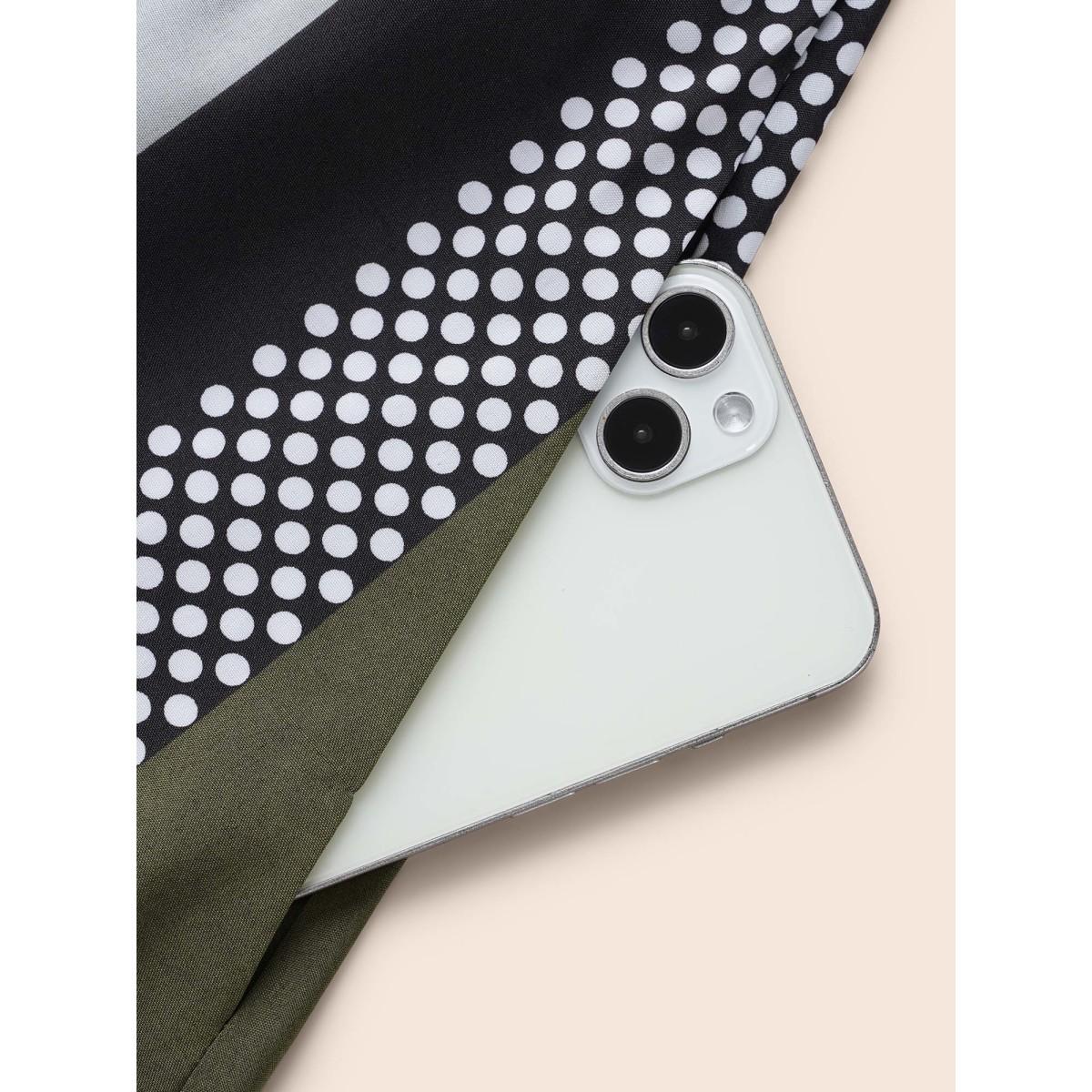 Plus Size Notched Geometric Patchwork Contrast Midi Dress ArmyGreen Women At the Office Non Flat collar with V-notch Short sleeve Curvy BloomChic 26/4X Product Image