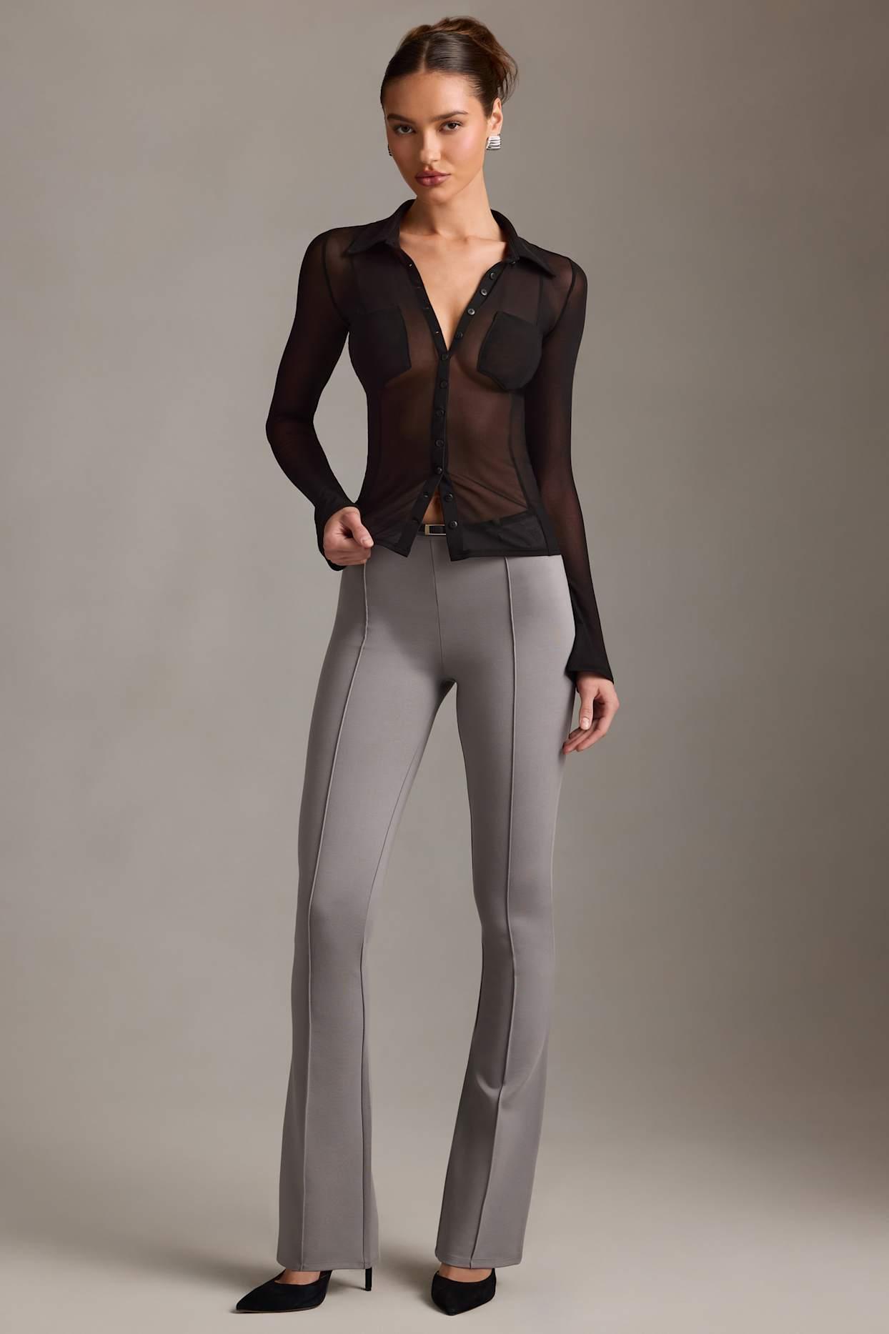 Sheer Long-Sleeve Shirt in Black Product Image