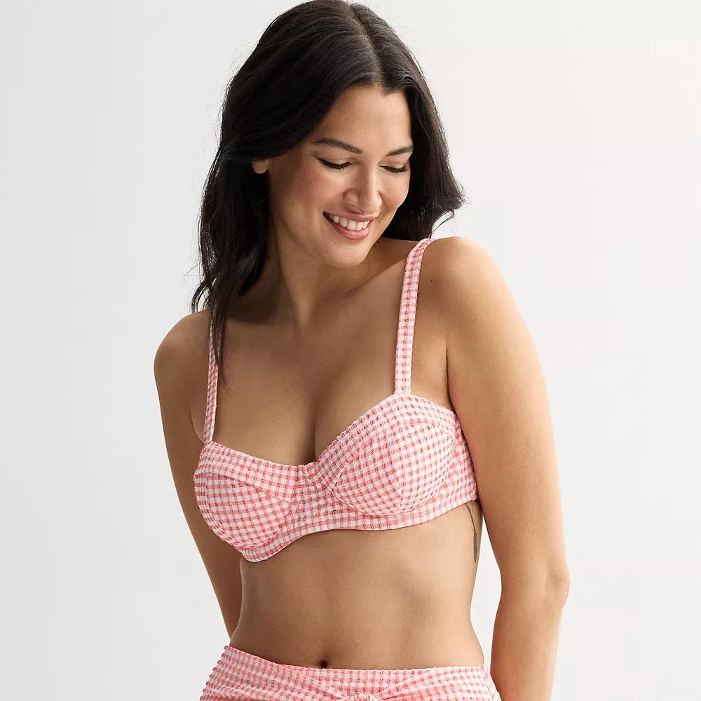 Women's Freshwater Plaid Underwire Bra Swim Top, Size: XS, Costal Cool Plaid Product Image