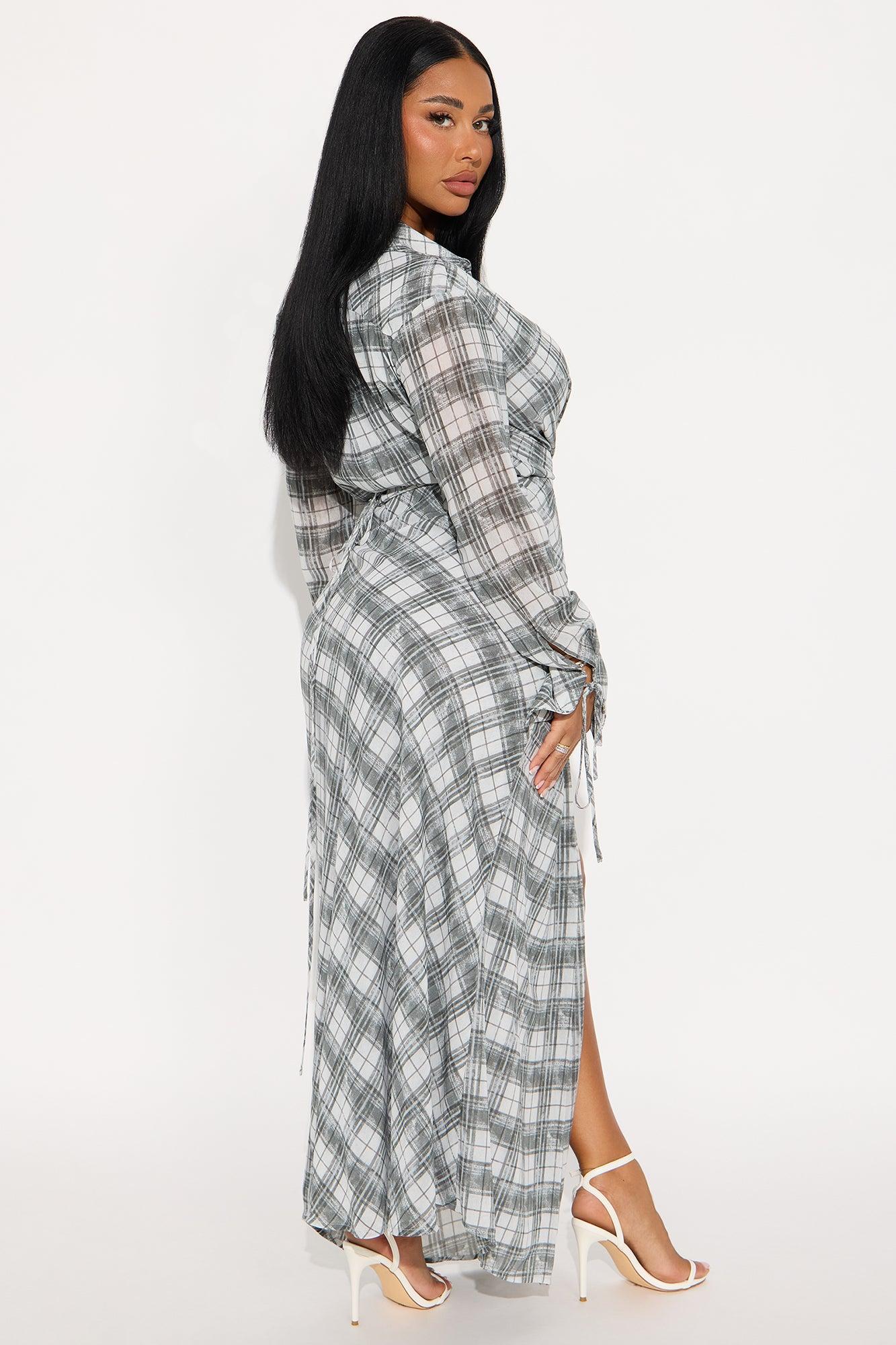 Marlee Chiffon Maxi Shirt Dress - Grey Female Product Image