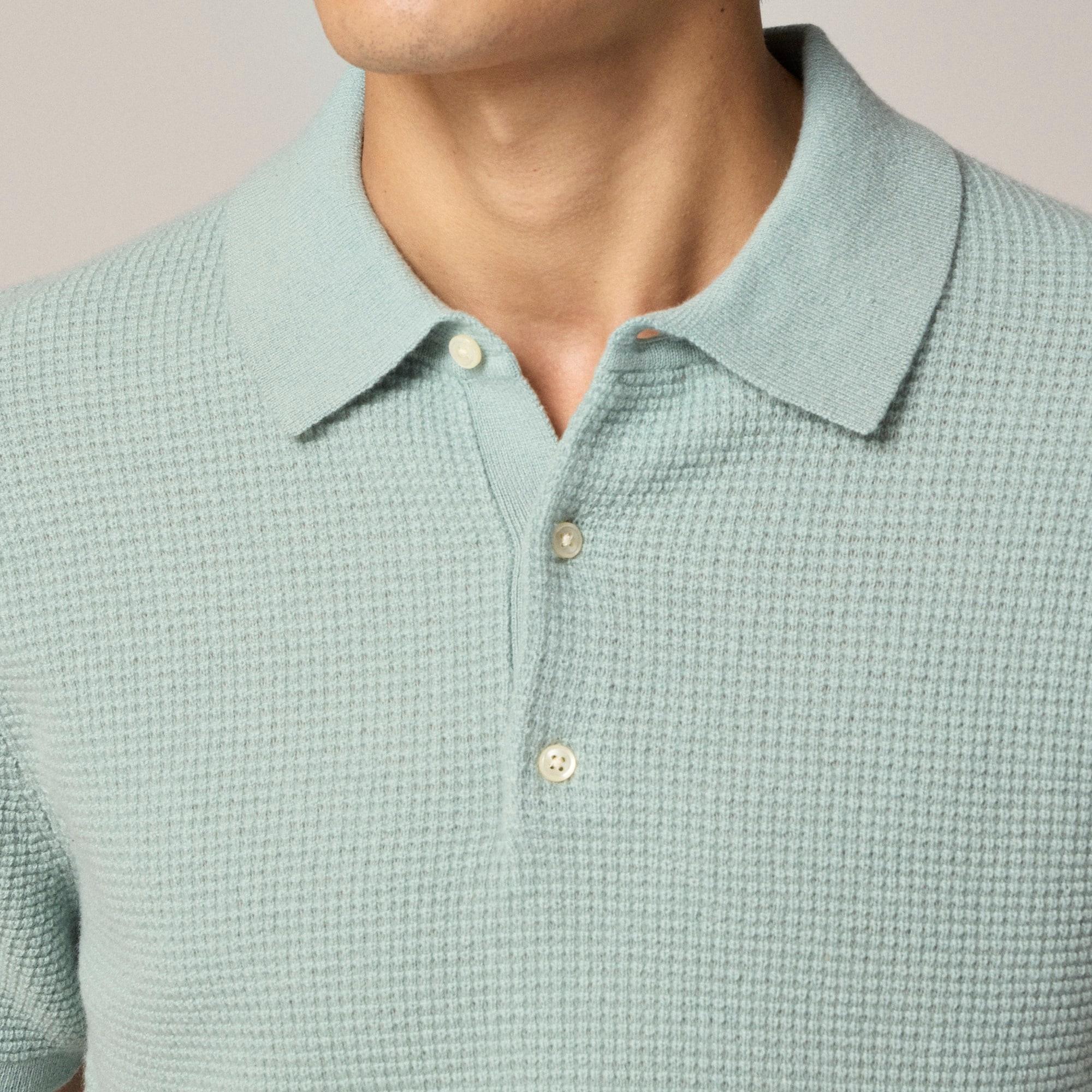 Short-sleeve cashmere waffle sweater-polo Product Image
