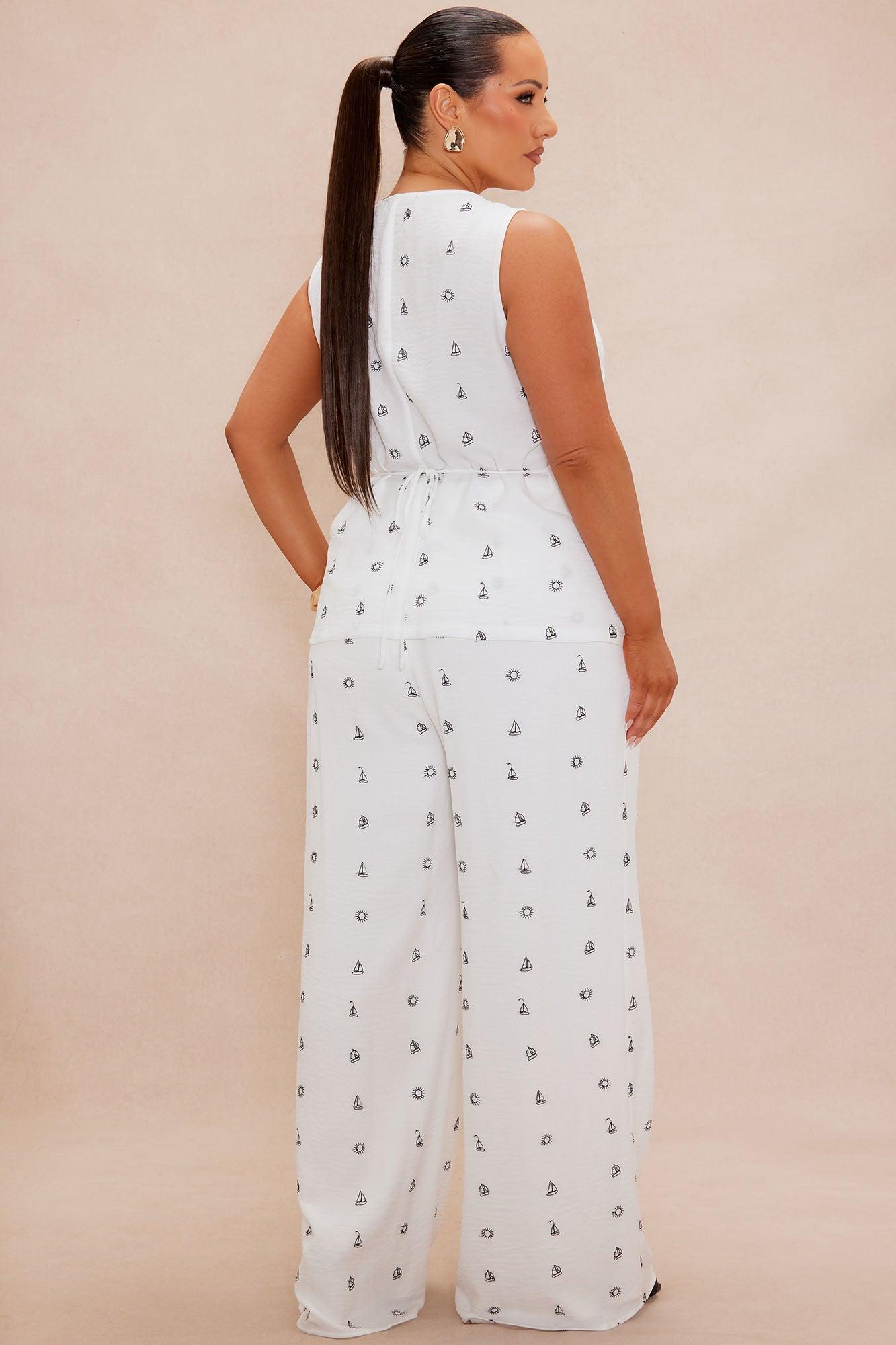 Sailing Away Pant Set - Off White/combo Product Image