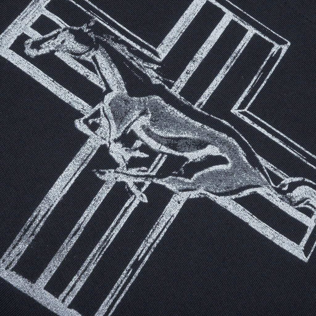 Mustang Cross Zip Up Hoodie - Washed Black Male Product Image