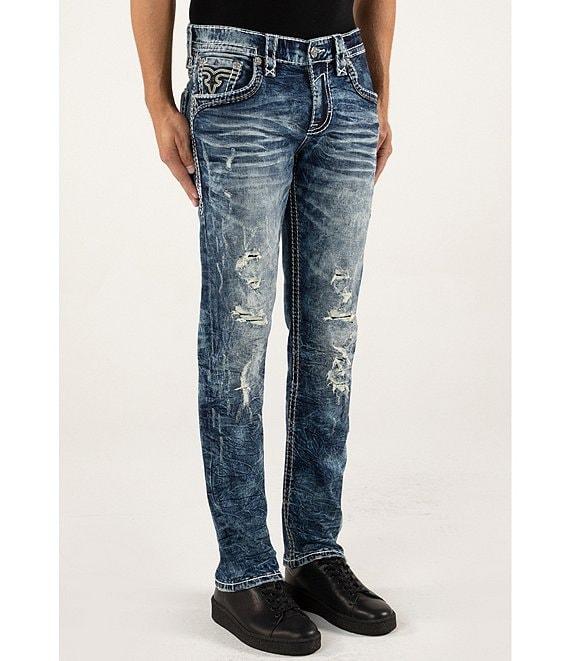 Rock Revival Ernest Fleur-de-Lis Straight Leg Distressed Jeans Product Image