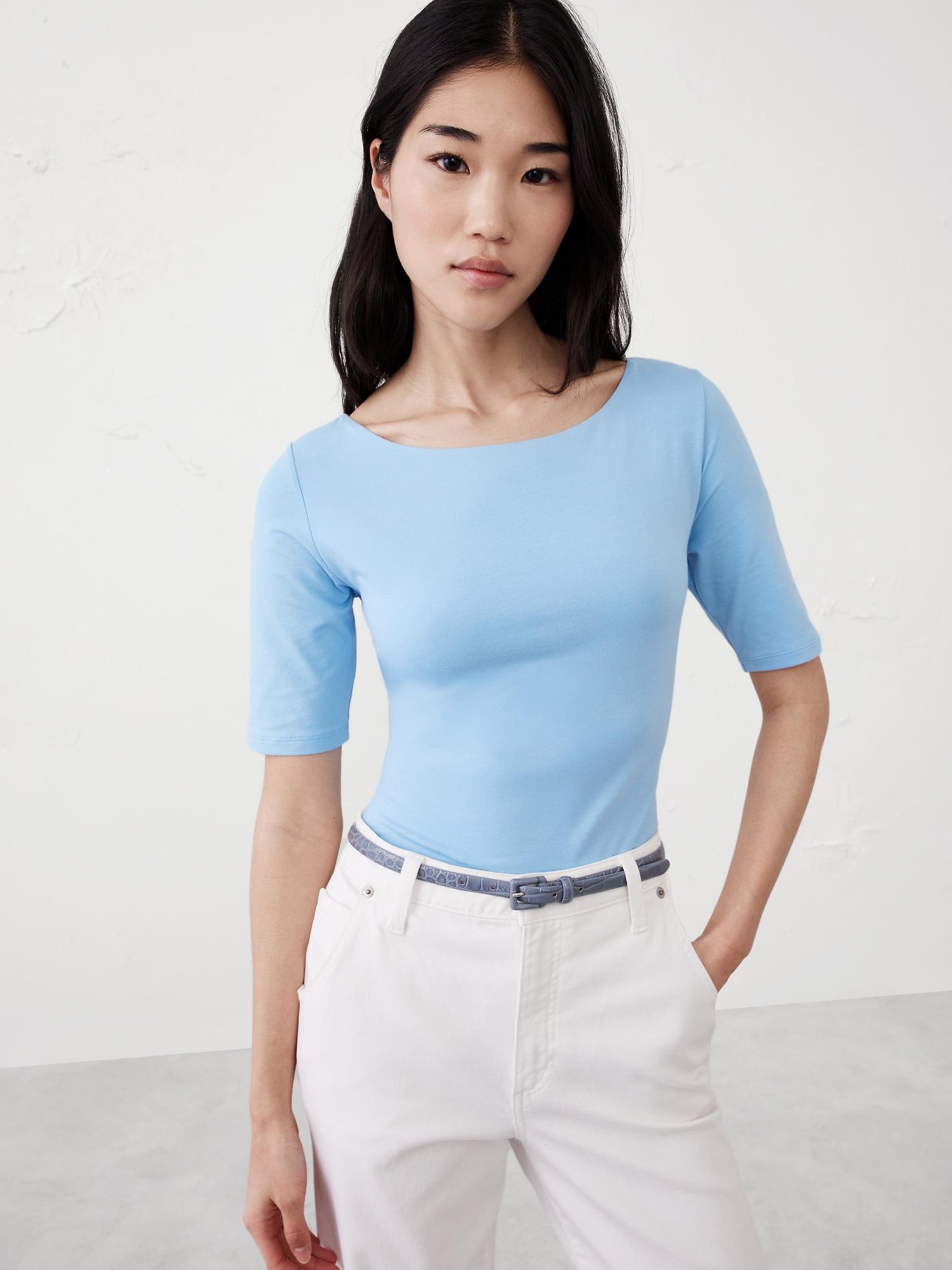 Soft Stretch Elbow-Sleeve Top Product Image