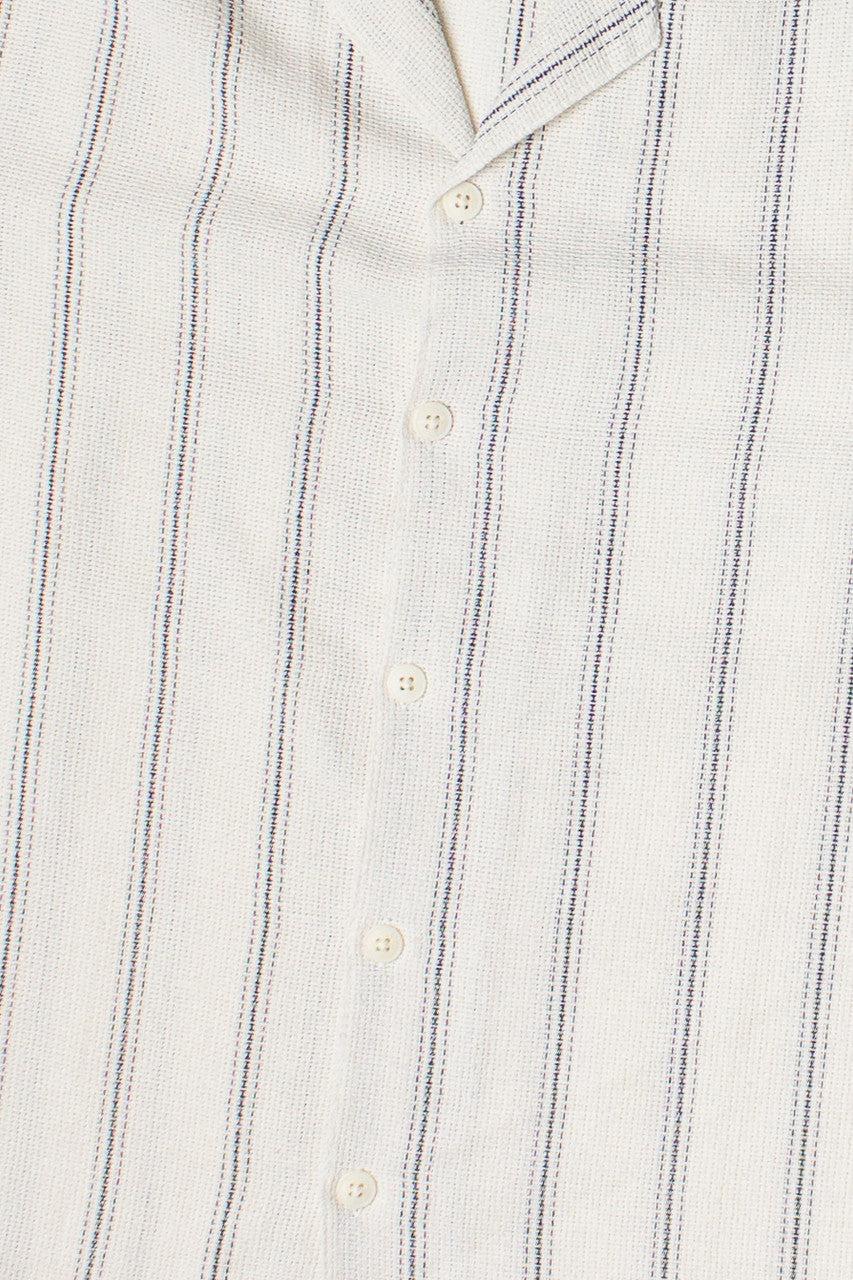 Black Striped Textured Woven Button Up Shirt Product Image