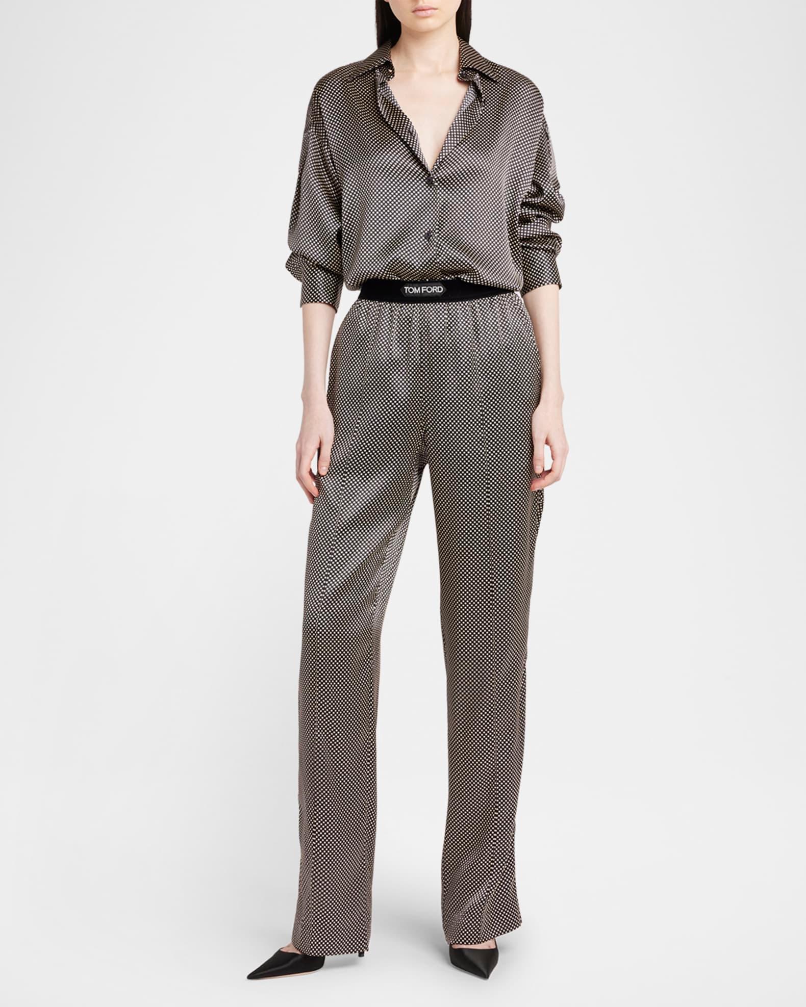 Polka Dot Stretch Satin Button-Down Shirt Product Image