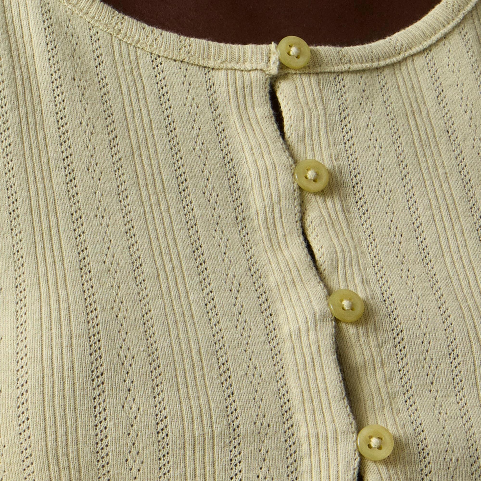 Pointelle short-sleeve knit cardigan Product Image