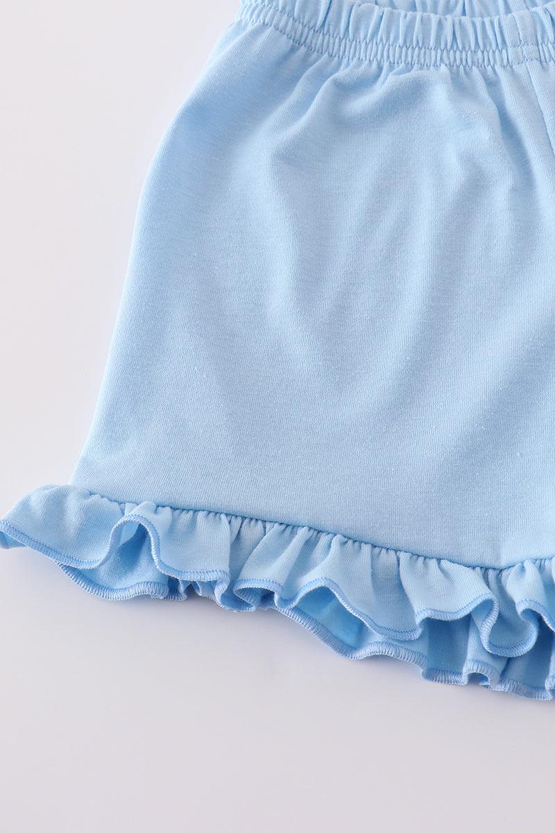 Pink plaid bow print gingham shorts set Product Image