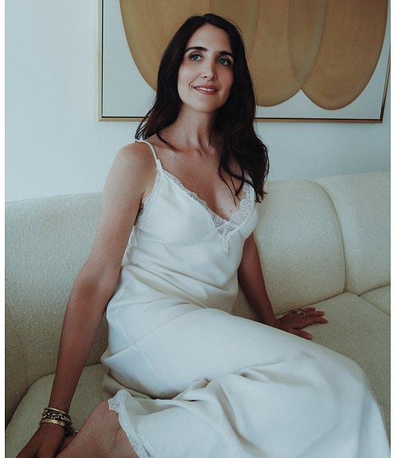 Gianni Bini x DANNIJO Colette Lace Trim V-Neck Sleeveless Maxi Slip Dress Product Image