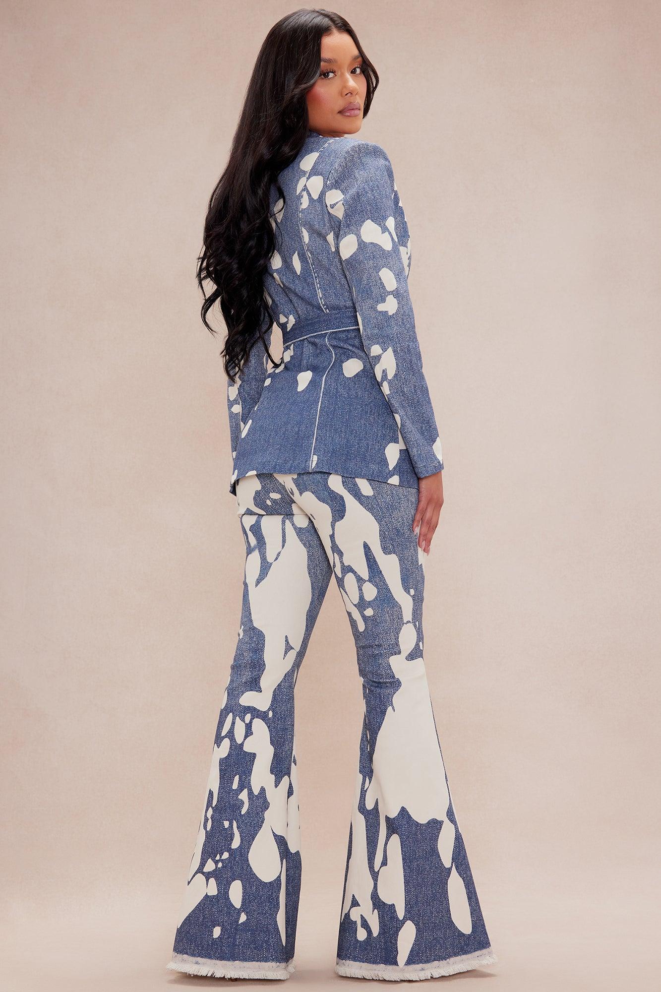 Suki Blazer Suit Set - Blue/combo Product Image