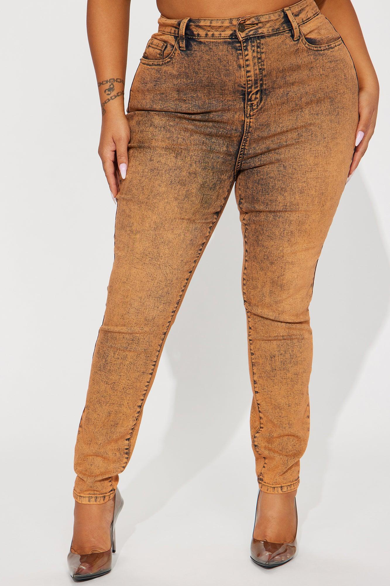 It's Giving High Stretch Curvy Skinny Jeans - Orange Product Image