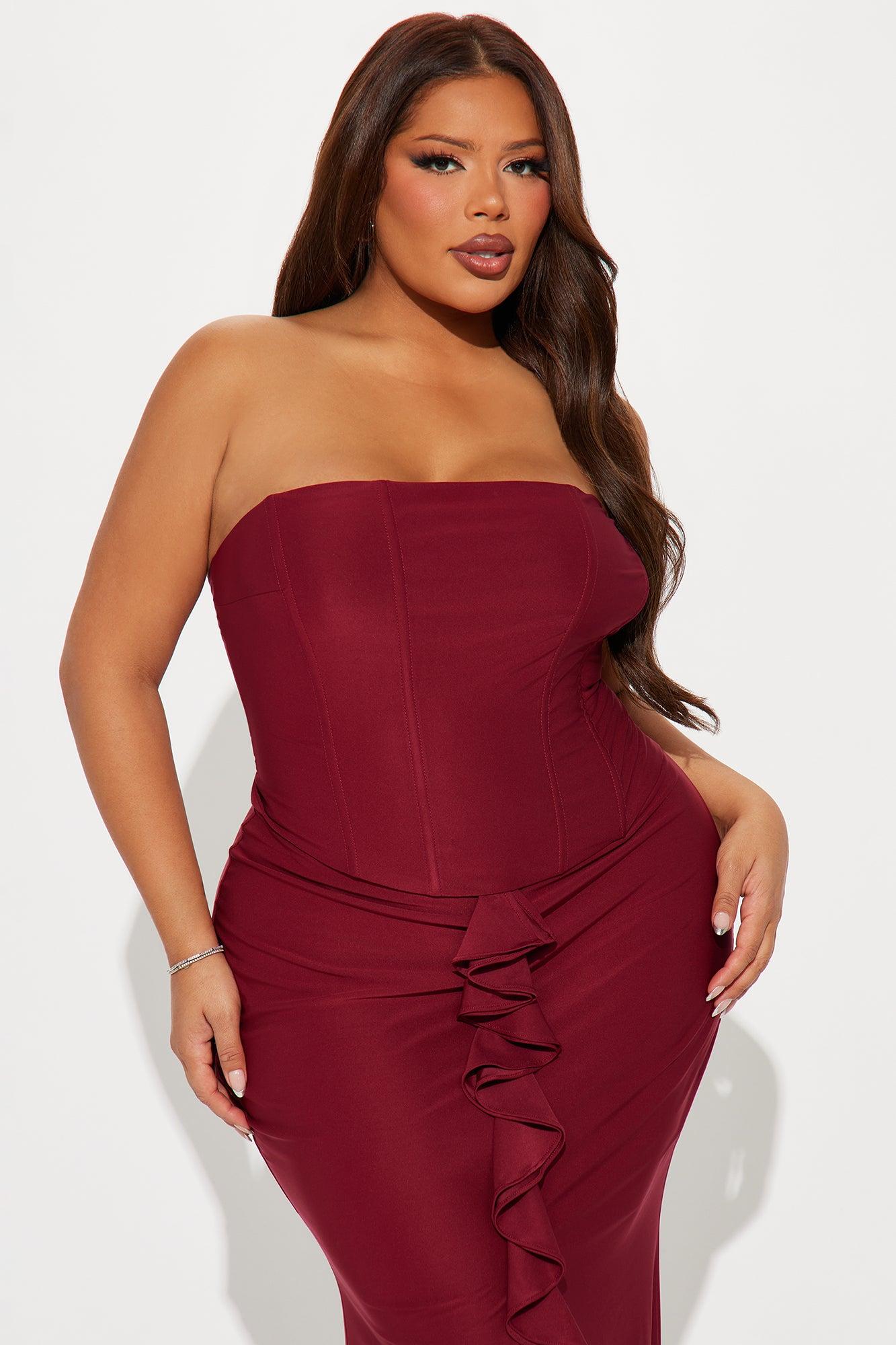 Tianna Strapless Maxi Dress - Burgundy Product Image