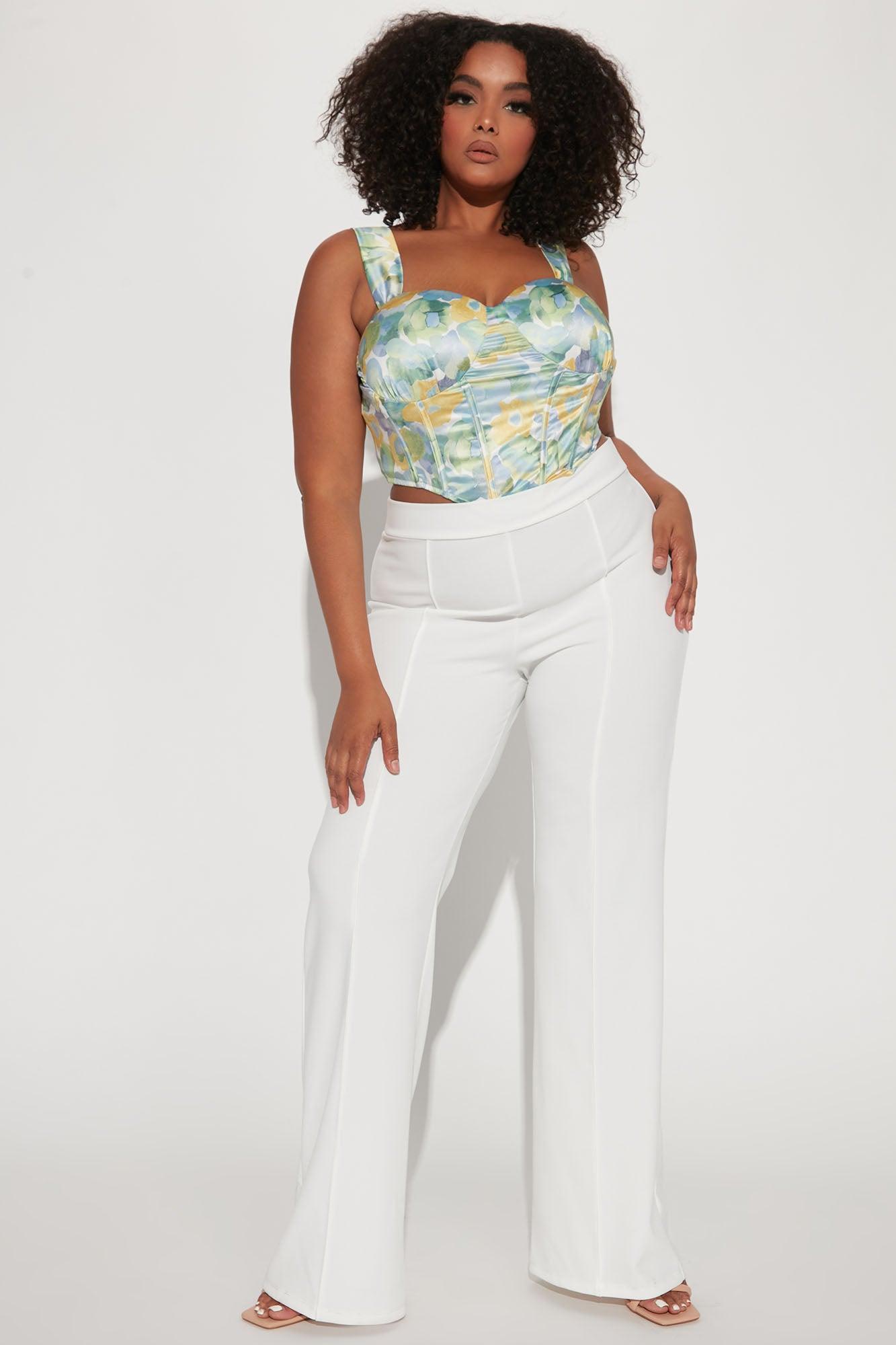 Tall Victoria High Waisted Dress Pants - White Product Image