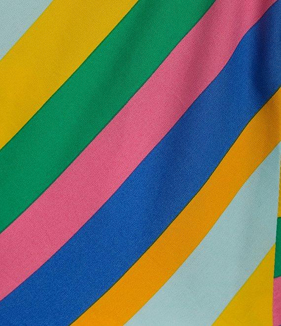 Sugarlips Stripe Print One Shoulder Cap Sleeve Rick Rack Trim Mini Dress Product Image