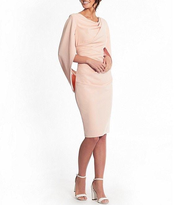 Betsy & Adam Drape Back Detail 3/4 Sleeve Ruched Front Stretch Sheath Dress Product Image