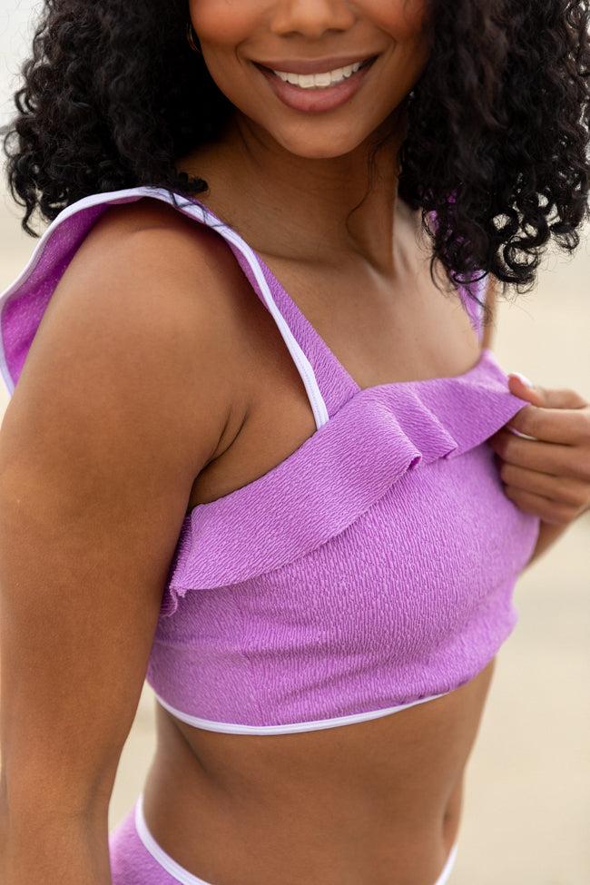 Let's Sea What Happens Purple Ruffle Detail Bikini Top FINAL SALE Product Image