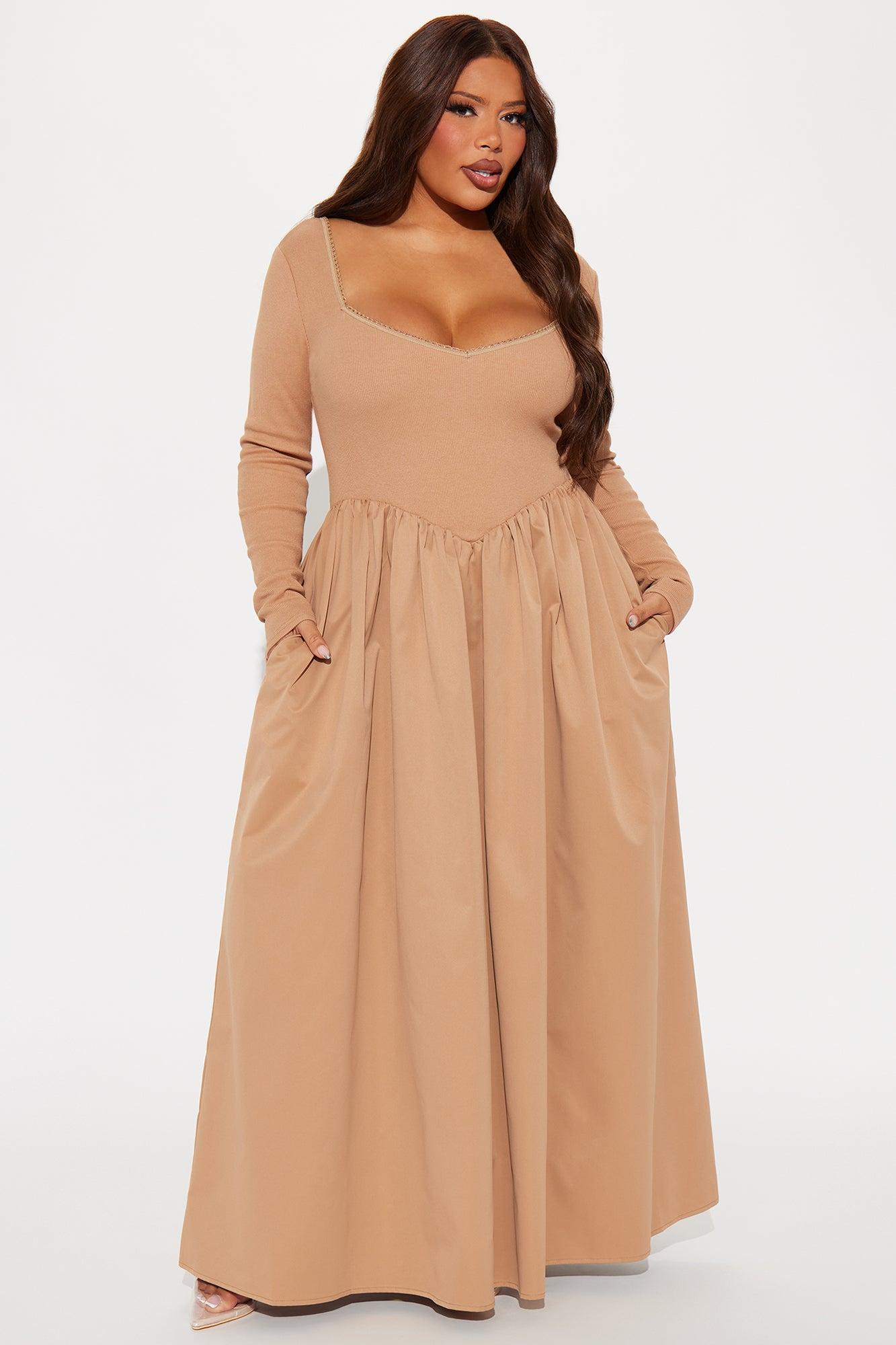 Mia Long Sleeve Maxi Dress - Mocha Product Image