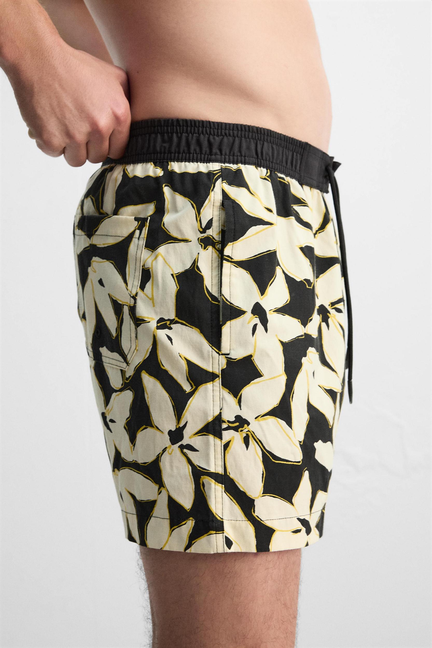 FLORAL PRINT LONG SWIMMING TRUNKS Product Image