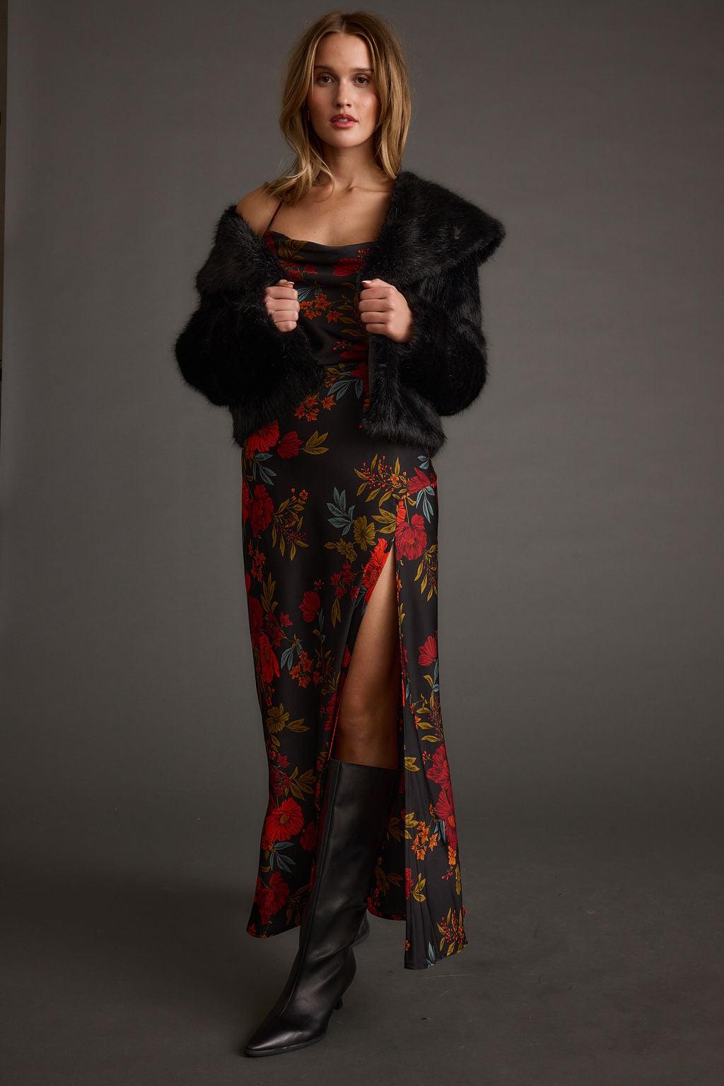 Natalia Black Floral Maxi Dress Product Image