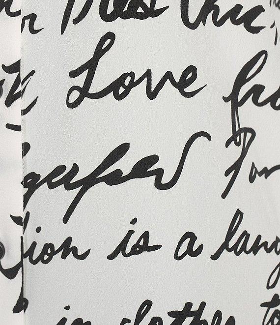 KARL LAGERFELD PARIS Silky Crepe Sketch Print Point Collar Long Sleeve Button-Front Blouse Product Image