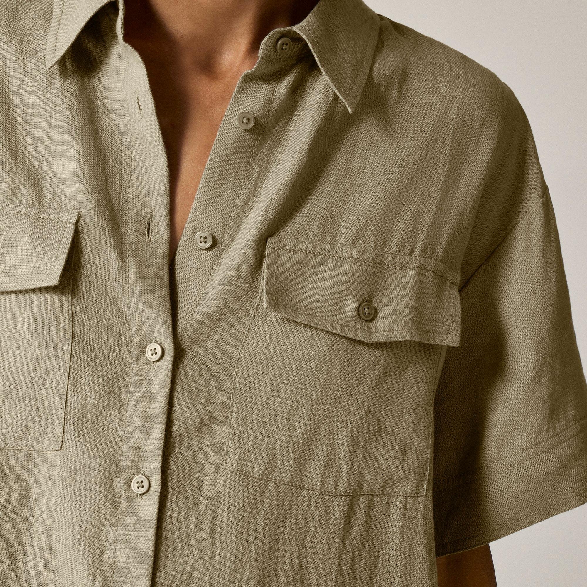 Utility shirt-dress in linen Product Image