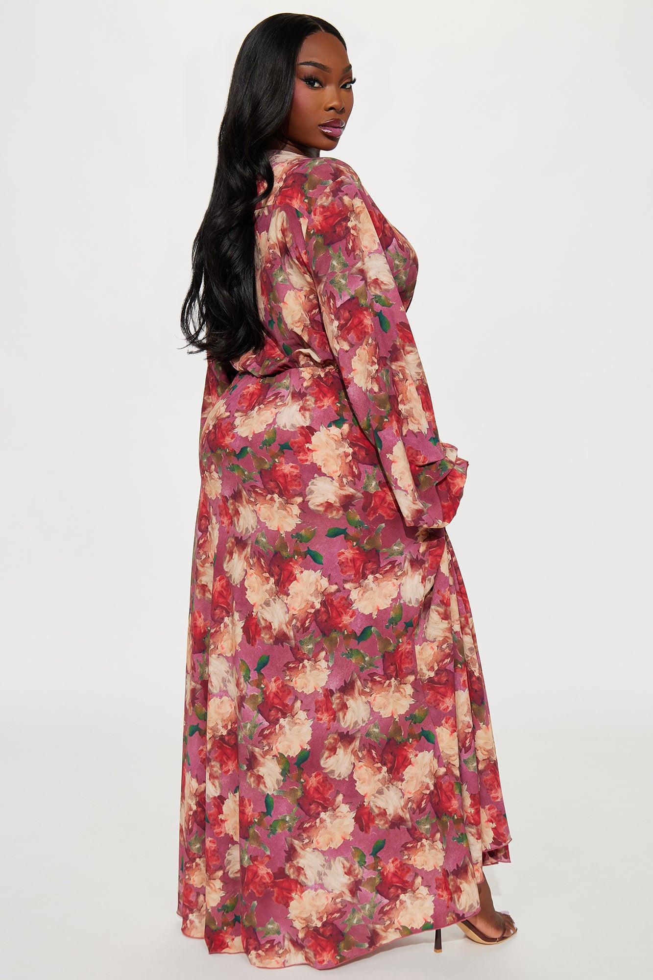 Rachelle Long Sleeve Maxi Dress - Mauve/combo Female Product Image