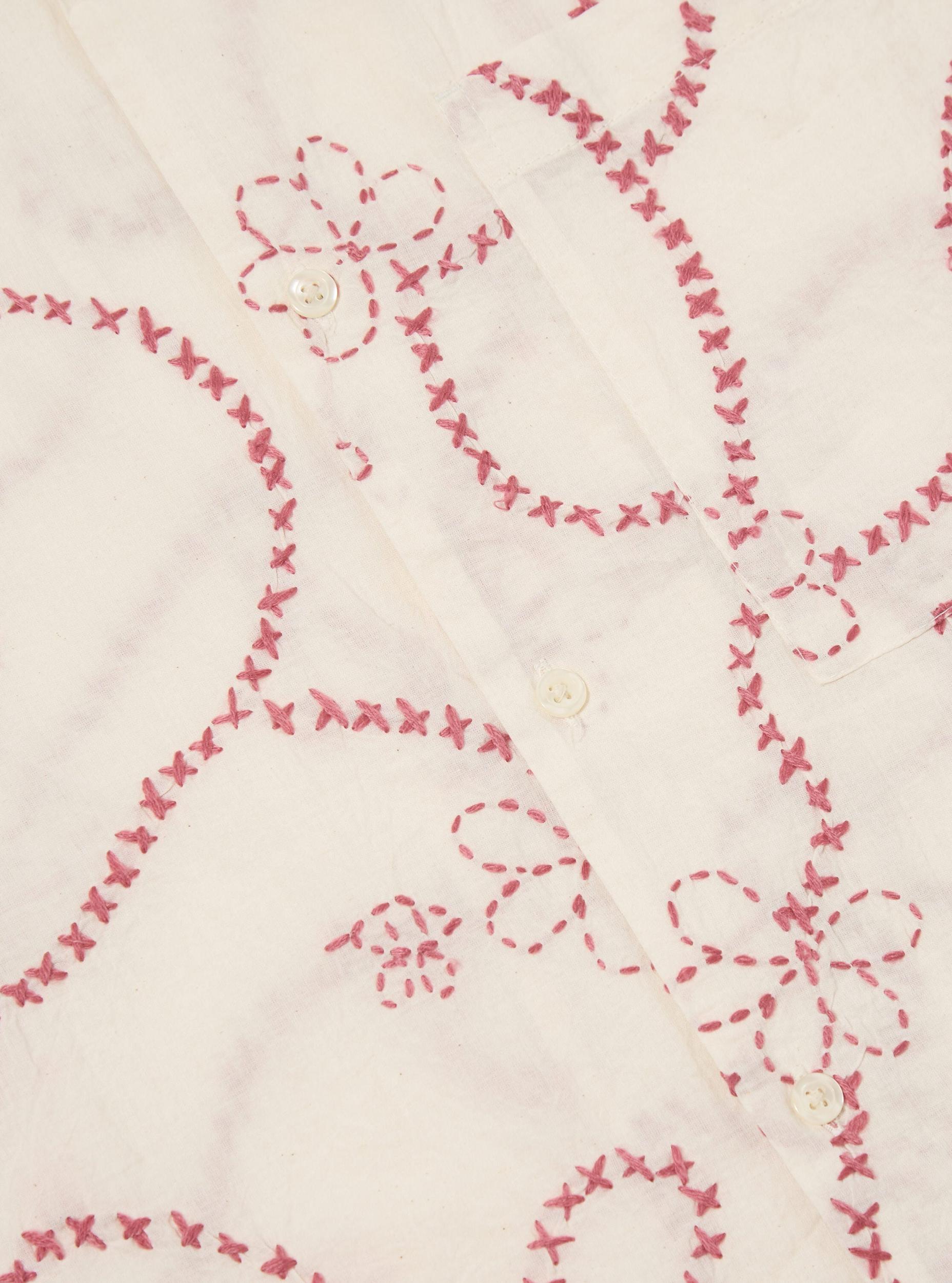 Ecru Terracotta Kantha Cotton Camp Shirt Product Image