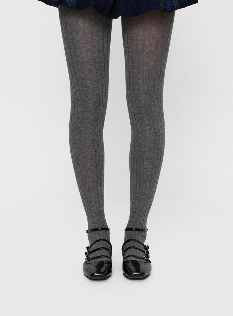 Flashback Ribbed Stockings Grey Product Image