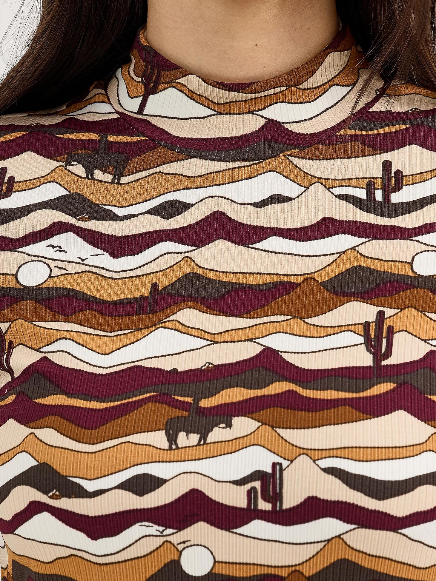 Women's Western Print Mock Neck Shirt in Desert Product Image