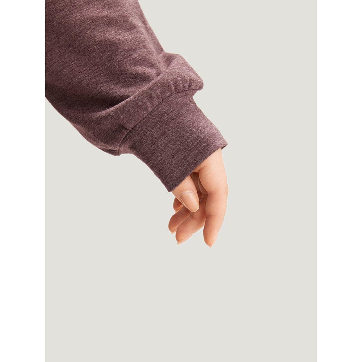 Plus Size Plain Zipper Round Neck Elastic Cuffs Sweatshirt Women Mauve Casual Elastic cuffs Round Neck Dailywear Sweatshirts BloomChic 18-20/2X Product Image