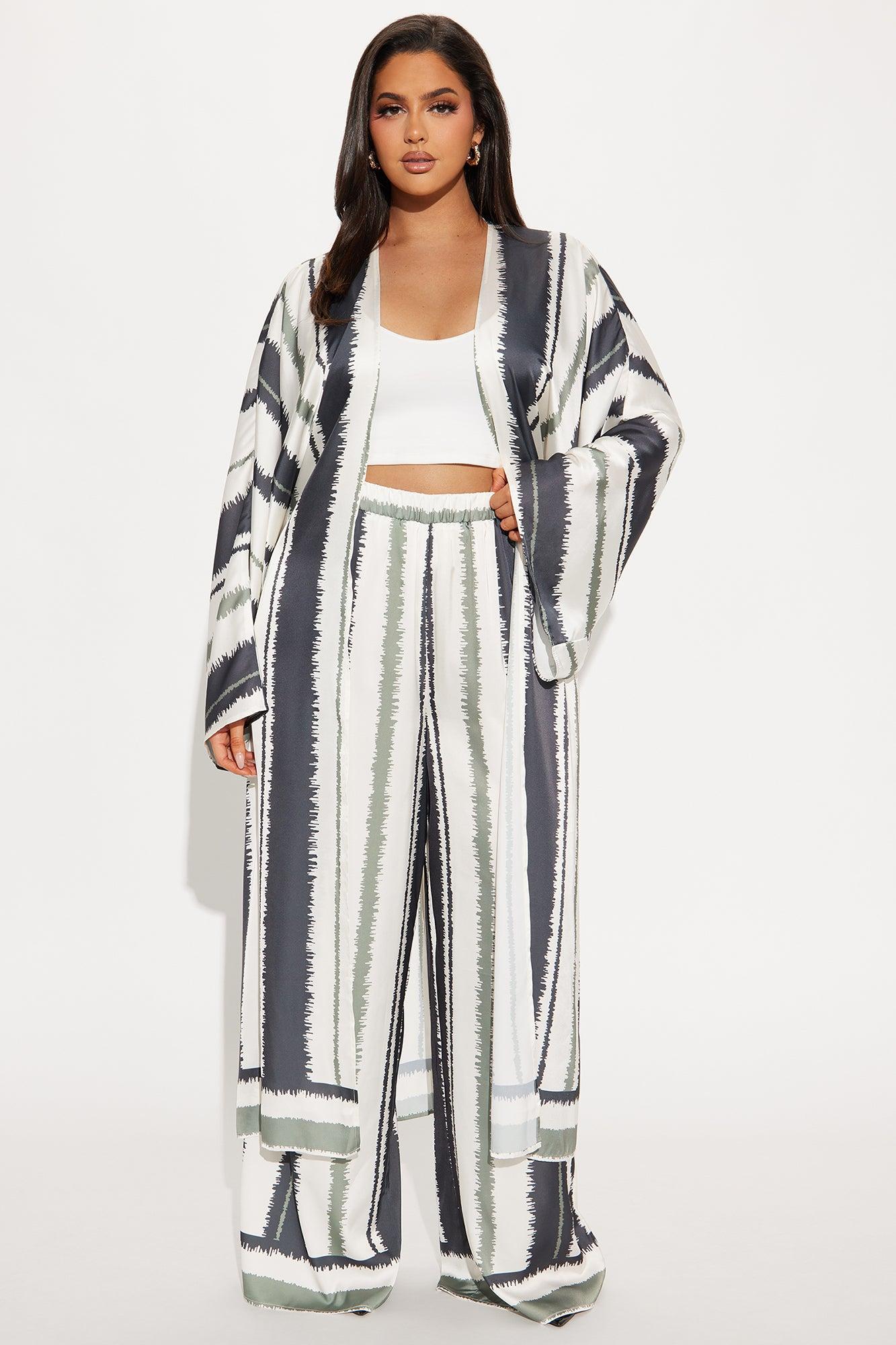 Sleek and Lavish Satin Pant Set - Olive/combo Product Image