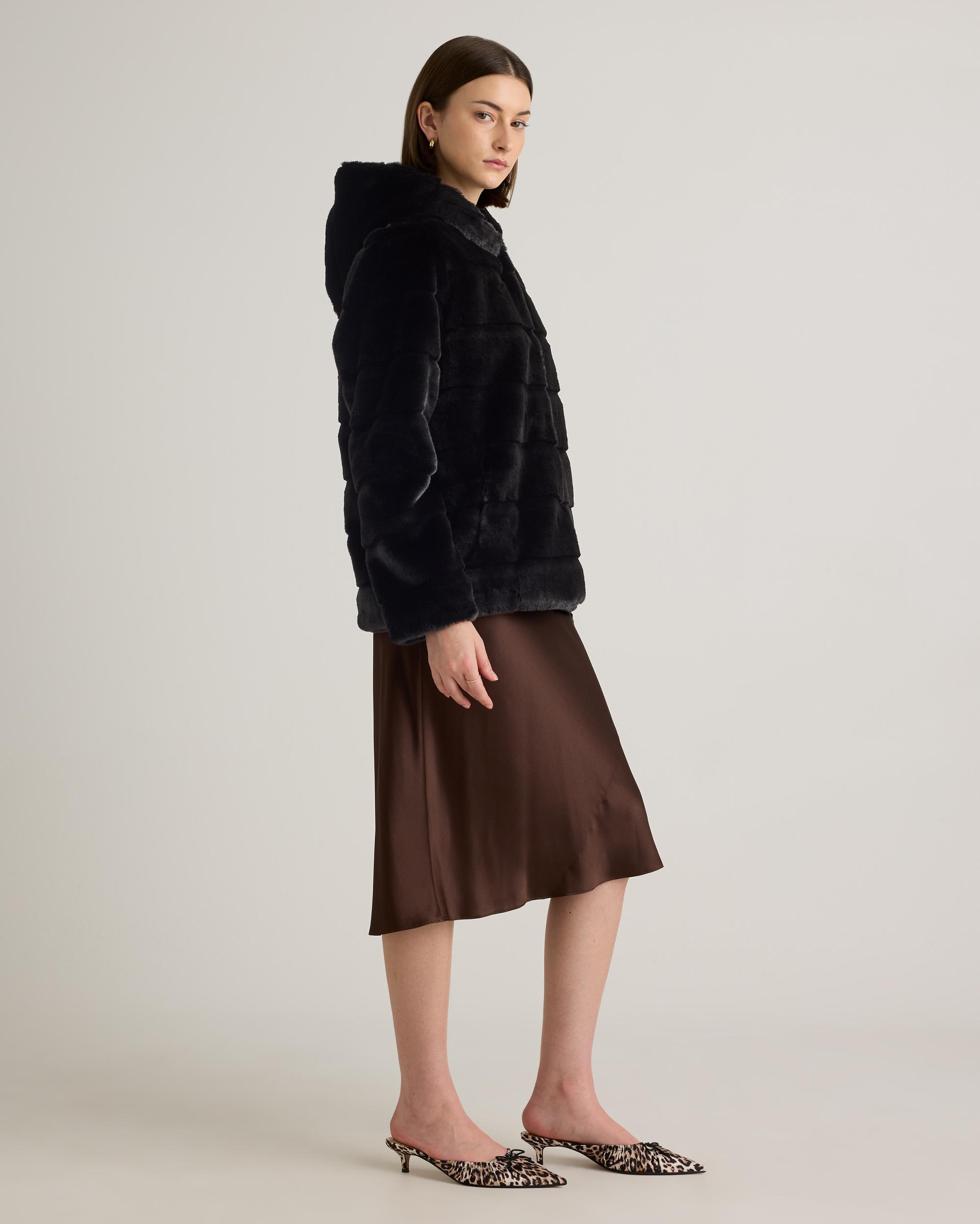 Quince | Women's Hooded Faux Fur Jacket Size XL, Recycled Polyester Product Image