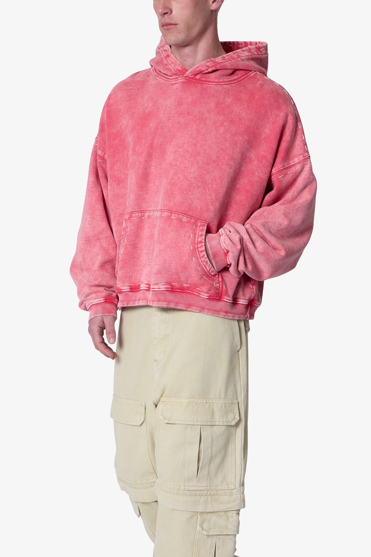 Contrast Stitch Hoodie - Red Product Image