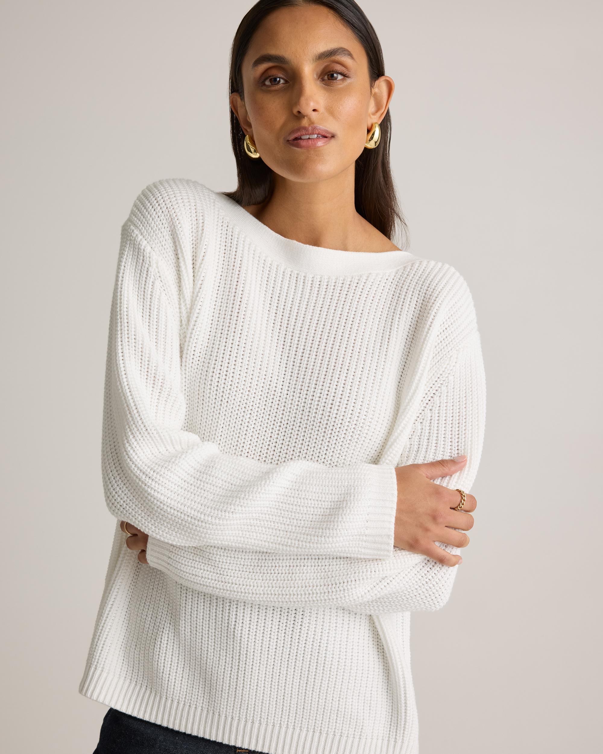 Quince | Women's Fisherman Boatneck Sweater Organic Cotton Product Image