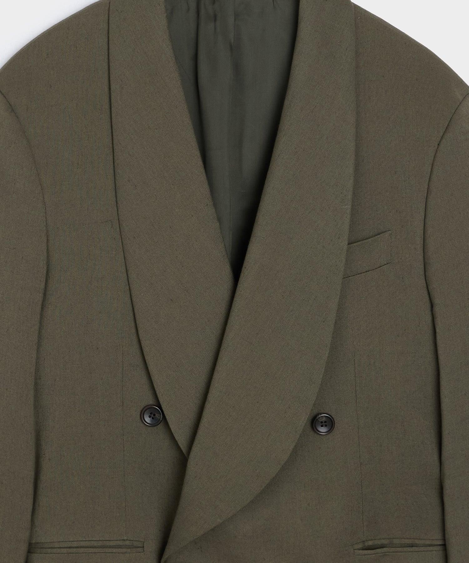 Italian Linen Mohair Double-Breasted Shawl Collar Jacket Product Image