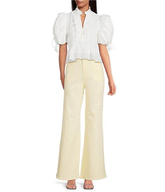 A Loves A High Rise Lattice Pocket Wide Flare Leg Jeans Product Image