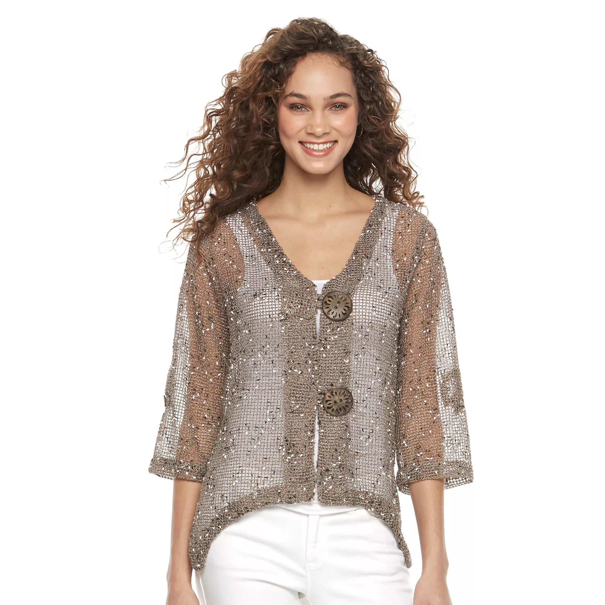 Women's Nina Leonard Button Knit Cardigan,  Product Image