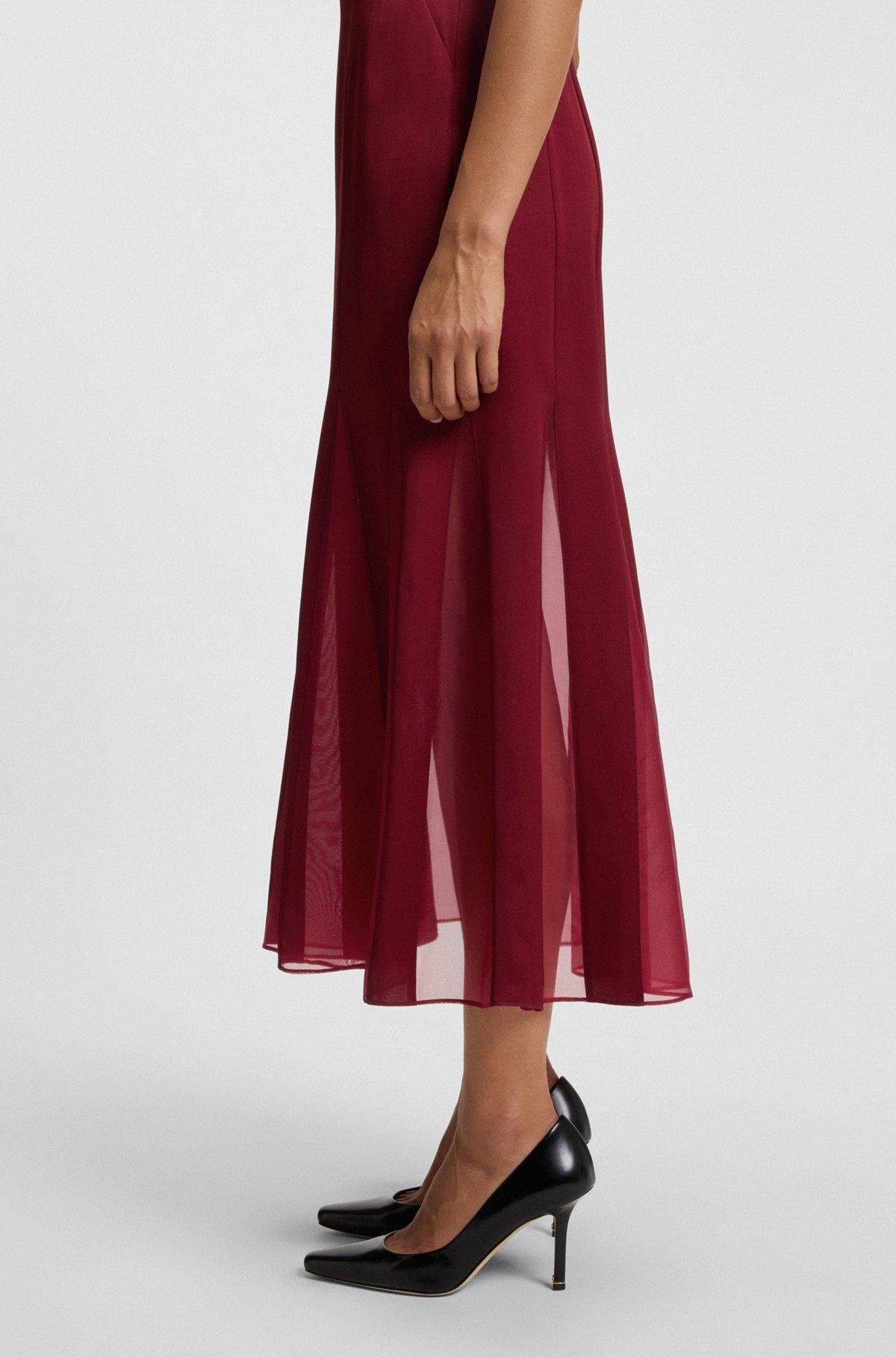 Satin slip dress with silk-organza inserts Product Image