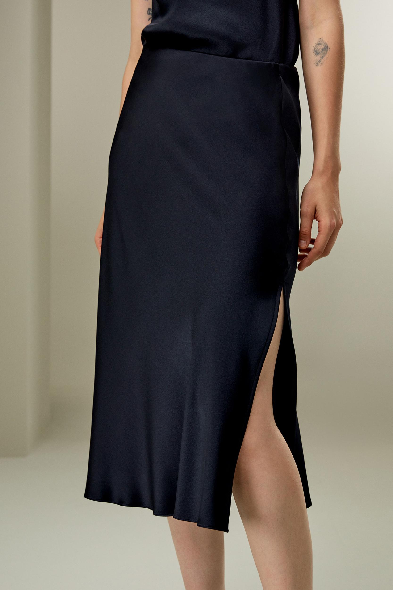 Bias-cut Silk Midi Skirt Product Image