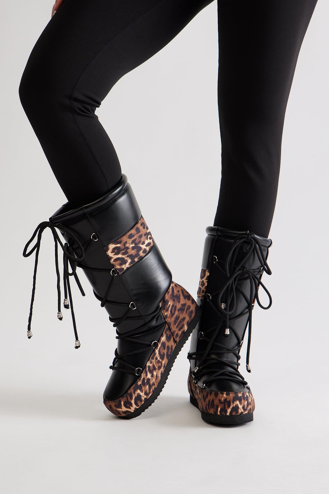 Up North Lace Up Snow Boots - Leopard Female Product Image