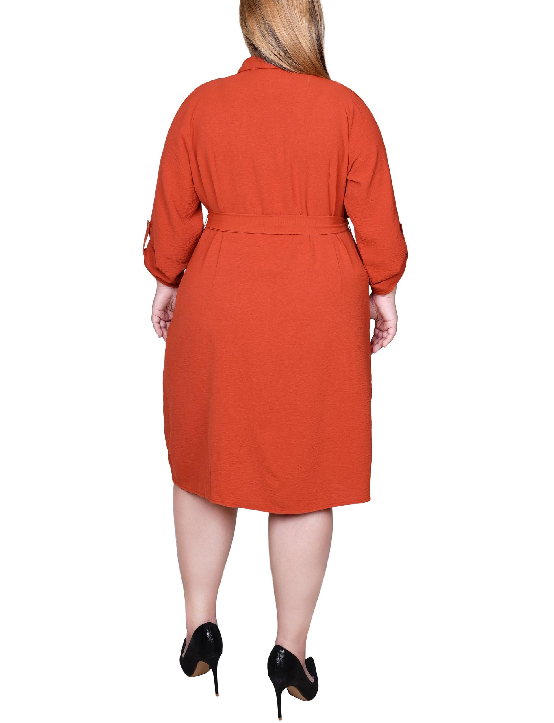 Rooibos Tea Long Roll Tab Sleeve Shirtdress - Plus Product Image