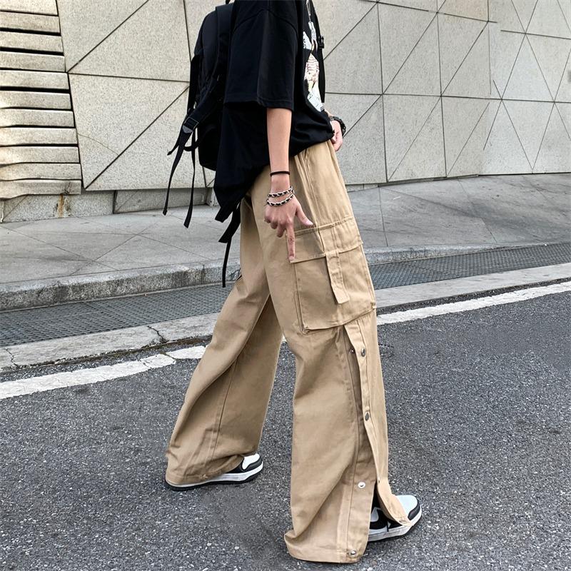 Sopula Retro Street Buttoned Straight Leg Cargo Pants Product Image